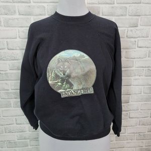 Vintage 90s Wildlife Wolf Endangered Species Sweatshirt Crew‎ Neck Pullover